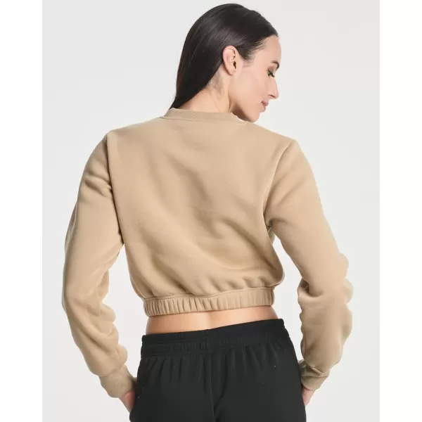 imageReal Essentials 3 Pack Womens Fleece Cropped Sweatshirt  Long Sleeve Crew Neck Crop Top Available in Plus SizeSet 9