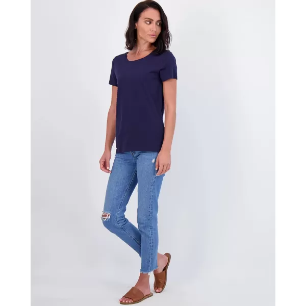 imageReal Essentials 4 Pack Womens ClassicFit Cotton ShortSleeve Scoop Crew Neck TShirt Available in Plus SizeSet 12