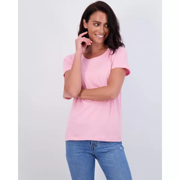 imageReal Essentials 4 Pack Womens ClassicFit Cotton ShortSleeve Scoop Crew Neck TShirt Available in Plus SizeSet 4