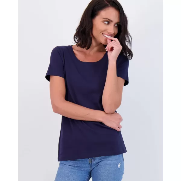 imageReal Essentials 4 Pack Womens ClassicFit Cotton ShortSleeve Scoop Crew Neck TShirt Available in Plus SizeSet 5
