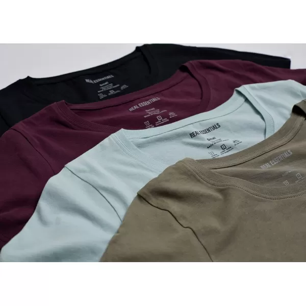 imageReal Essentials 4 Pack Womens ClassicFit Cotton ShortSleeve Scoop Crew Neck TShirt Available in Plus SizeSet 5