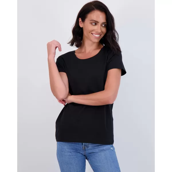 imageReal Essentials 4 Pack Womens ClassicFit Cotton ShortSleeve Scoop Crew Neck TShirt Available in Plus SizeSet 5