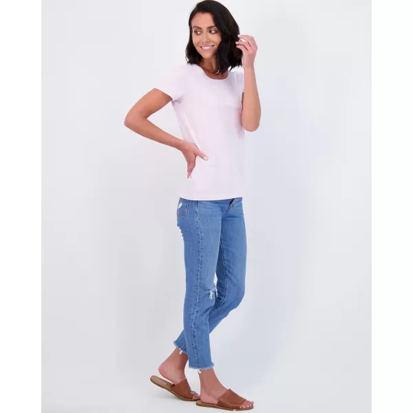 imageReal Essentials 4 Pack Womens ClassicFit Cotton ShortSleeve Scoop Crew Neck TShirt Available in Plus SizeSet 8