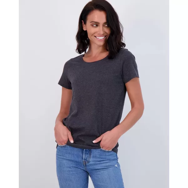 imageReal Essentials 4 Pack Womens ClassicFit Cotton ShortSleeve Scoop Crew Neck TShirt Available in Plus SizeSet 8