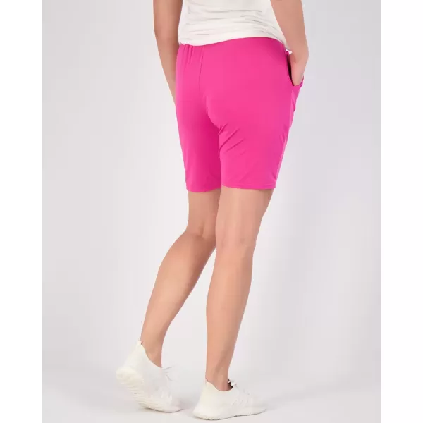 imageReal Essentials 4 Pack Womens DryFit Athletic 7quot Bermuda Long High Waisted Running Shorts Available in Plus SizeSet 12
