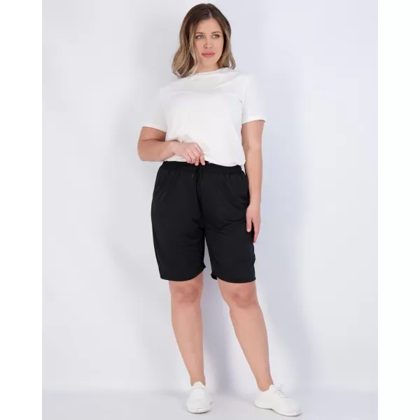 imageReal Essentials 4 Pack Womens DryFit Athletic 7quot Bermuda Long High Waisted Running Shorts Available in Plus SizeSet 12