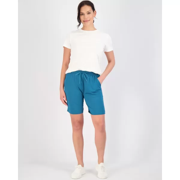 imageReal Essentials 4 Pack Womens DryFit Athletic 7quot Bermuda Long High Waisted Running Shorts Available in Plus SizeSet 9