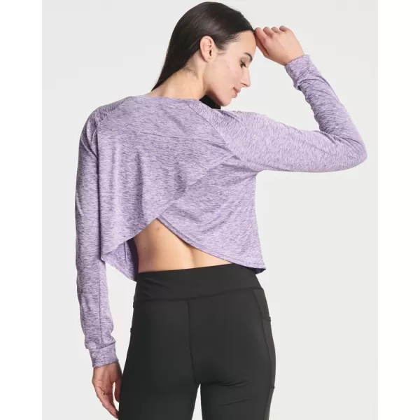 imageReal Essentials 4 Pack Womens DryFit Long Sleeve Petal Back Crop Top  Athletic Cropped Tee Available in Plus SizeSet 2