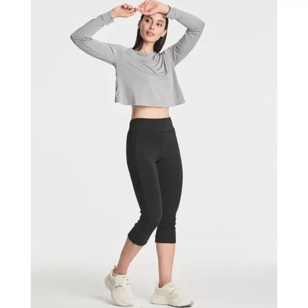 imageReal Essentials 4 Pack Womens DryFit Long Sleeve Petal Back Crop Top  Athletic Cropped Tee Available in Plus SizeSet 5