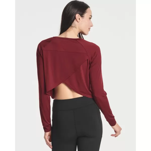 imageReal Essentials 4 Pack Womens DryFit Long Sleeve Petal Back Crop Top  Athletic Cropped Tee Available in Plus SizeSet 8