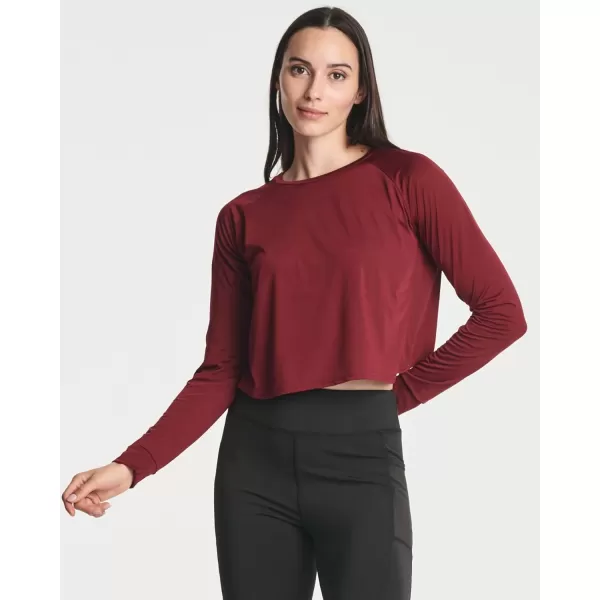 imageReal Essentials 4 Pack Womens DryFit Long Sleeve Petal Back Crop Top  Athletic Cropped Tee Available in Plus SizeSet 8