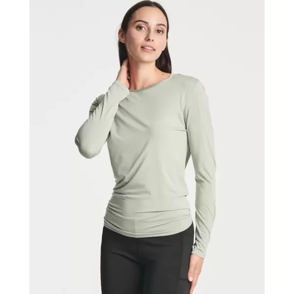 imageReal Essentials 4 Pack Womens DryFit LongSleeve Tie Back Athletic Workout TShirt Available in Plus SizeSet 1