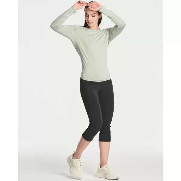 imageReal Essentials 4 Pack Womens DryFit LongSleeve Tie Back Athletic Workout TShirt Available in Plus SizeSet 1
