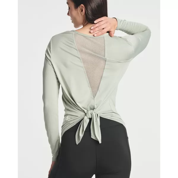 imageReal Essentials 4 Pack Womens DryFit LongSleeve Tie Back Athletic Workout TShirt Available in Plus SizeSet 1