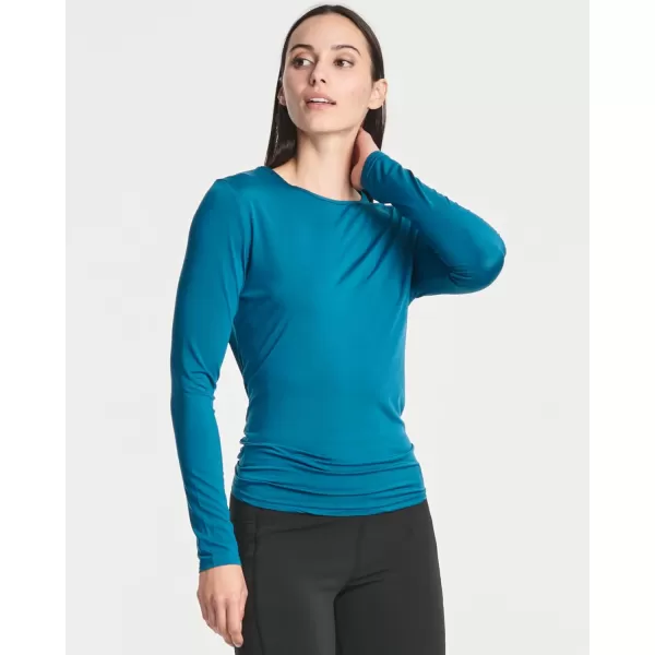imageReal Essentials 4 Pack Womens DryFit LongSleeve Tie Back Athletic Workout TShirt Available in Plus SizeSet 3
