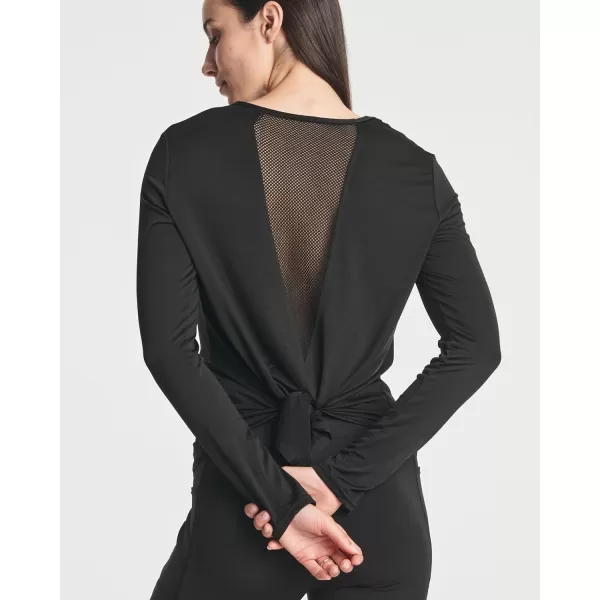imageReal Essentials 4 Pack Womens DryFit LongSleeve Tie Back Athletic Workout TShirt Available in Plus SizeSet 3