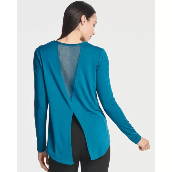 imageReal Essentials 4 Pack Womens DryFit LongSleeve Tie Back Athletic Workout TShirt Available in Plus SizeSet 3