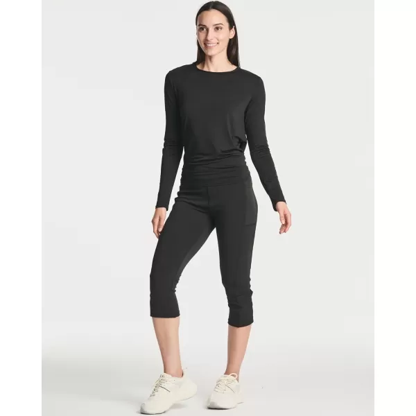 imageReal Essentials 4 Pack Womens DryFit LongSleeve Tie Back Athletic Workout TShirt Available in Plus SizeSet 3