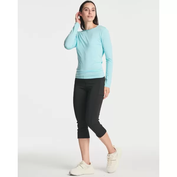 imageReal Essentials 4 Pack Womens DryFit LongSleeve Tie Back Athletic Workout TShirt Available in Plus SizeSet 6