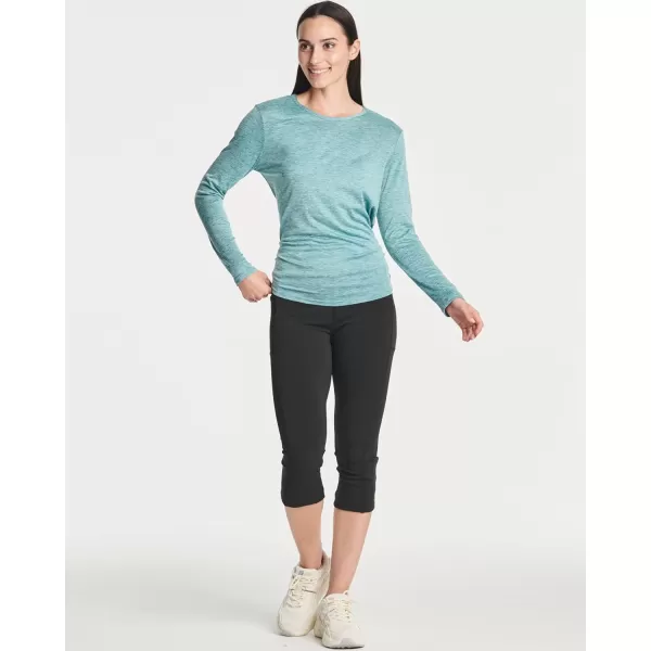 imageReal Essentials 4 Pack Womens DryFit LongSleeve Tie Back Athletic Workout TShirt Available in Plus SizeSet 7