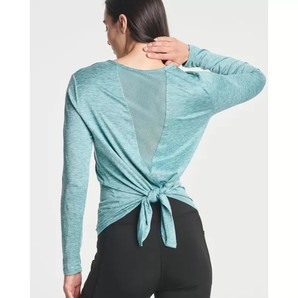 imageReal Essentials 4 Pack Womens DryFit LongSleeve Tie Back Athletic Workout TShirt Available in Plus SizeSet 7
