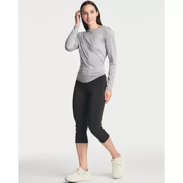 imageReal Essentials 4 Pack Womens DryFit LongSleeve Tie Back Open Back Athletic Workout TShirt Available in Plus SizeSet 7