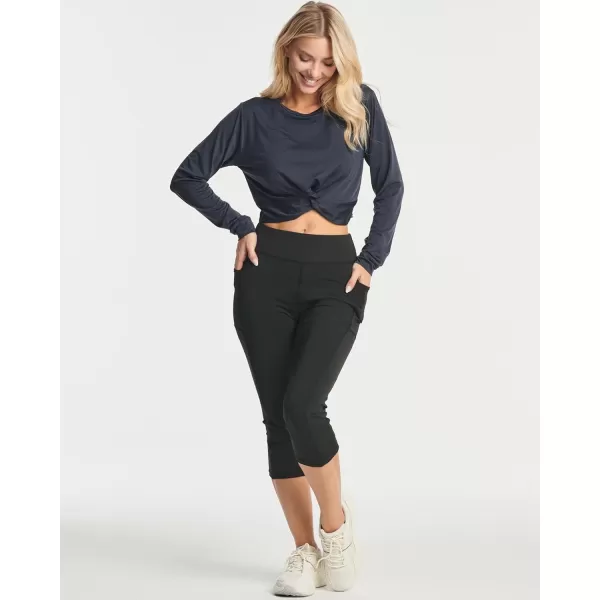 imageReal Essentials 4 Pack Womens DryFit LongSleeve Twist Front TShirt  Athletic Workout Yoga Tops Available in Plus SizeSet 1