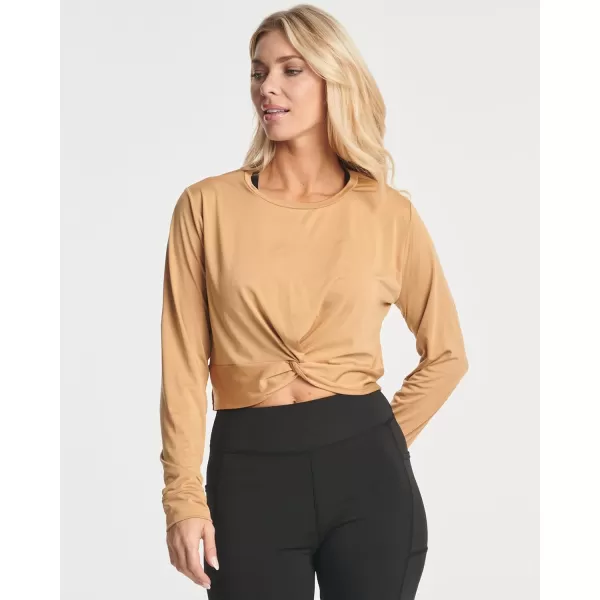 imageReal Essentials 4 Pack Womens DryFit LongSleeve Twist Front TShirt  Athletic Workout Yoga Tops Available in Plus SizeSet 4