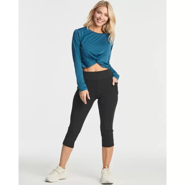 imageReal Essentials 4 Pack Womens DryFit LongSleeve Twist Front TShirt  Athletic Workout Yoga Tops Available in Plus SizeSet 6