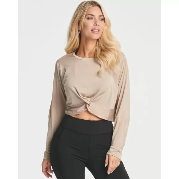 imageReal Essentials 4 Pack Womens DryFit LongSleeve Twist Front TShirt  Athletic Workout Yoga Tops Available in Plus SizeSet 6