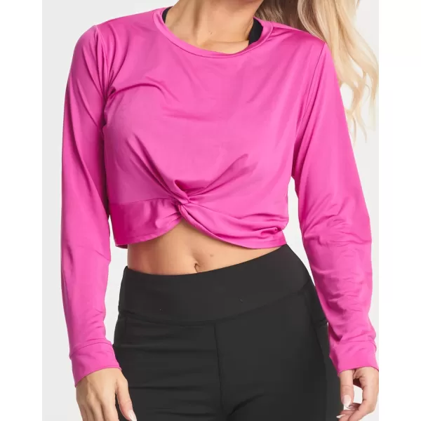 imageReal Essentials 4 Pack Womens DryFit LongSleeve Twist Front TShirt  Athletic Workout Yoga Tops Available in Plus SizeSet 7