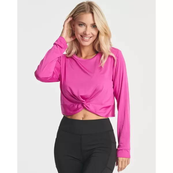 imageReal Essentials 4 Pack Womens DryFit LongSleeve Twist Front TShirt  Athletic Workout Yoga Tops Available in Plus SizeSet 7