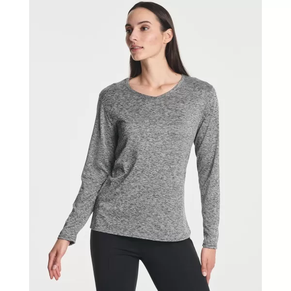imageReal Essentials 4Pack Womens DryFit LongSleeve VNeck Athletic Workout Shirt Available in Plus SizeSet 1