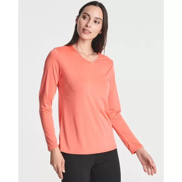 imageReal Essentials 4Pack Womens DryFit LongSleeve VNeck Athletic Workout Shirt Available in Plus SizeSet 5