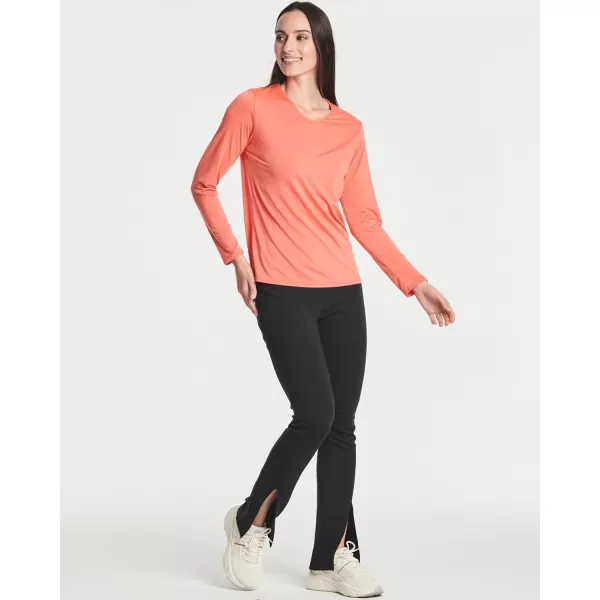 imageReal Essentials 4Pack Womens DryFit LongSleeve VNeck Athletic Workout Shirt Available in Plus SizeSet 5