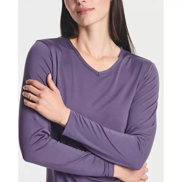 imageReal Essentials 4Pack Womens DryFit LongSleeve VNeck Athletic Workout Shirt Available in Plus SizeSet 5