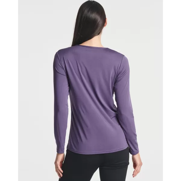 imageReal Essentials 4Pack Womens DryFit LongSleeve VNeck Athletic Workout Shirt Available in Plus SizeSet 5