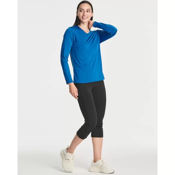 imageReal Essentials 4Pack Womens DryFit LongSleeve VNeck Athletic Workout Shirt Available in Plus SizeSet 7