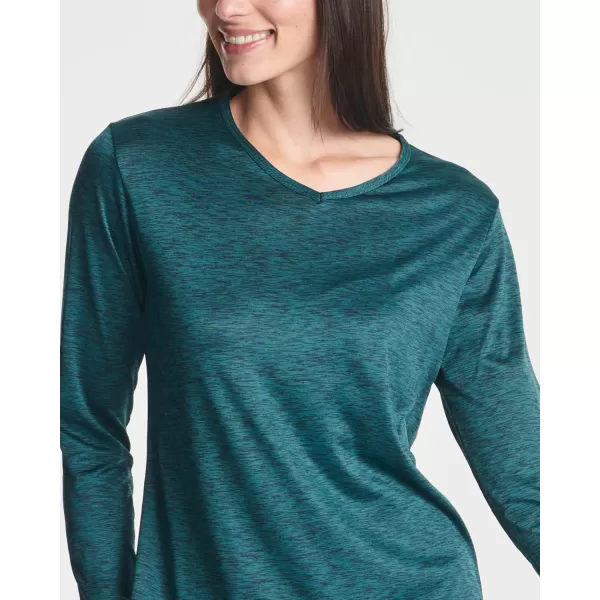 imageReal Essentials 4Pack Womens DryFit LongSleeve VNeck Athletic Workout Shirt Available in Plus SizeSet 8