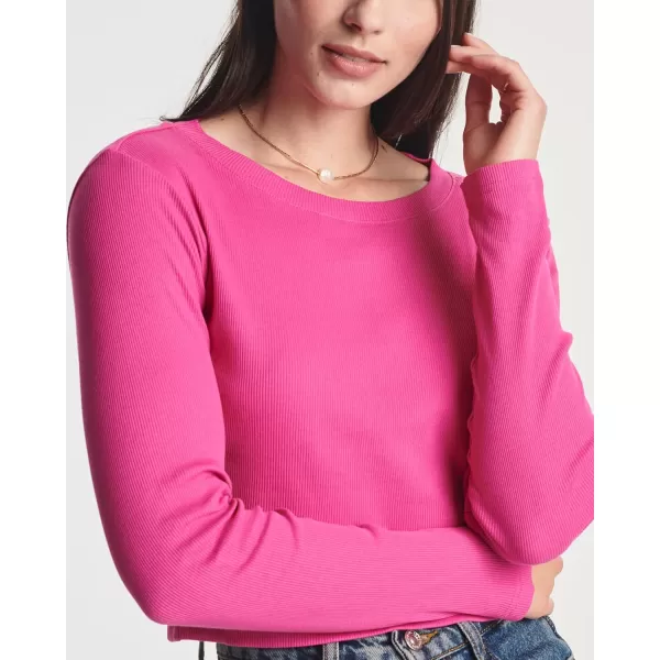 imageReal Essentials 4Pack Womens Long Sleeve Ribbed Knit Cotton Crew Neck Crop Top Shirt  Available in PlusSet 5