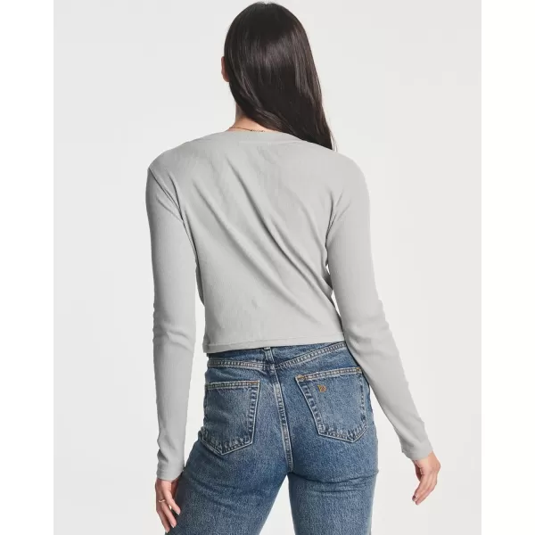imageReal Essentials 4Pack Womens Long Sleeve Ribbed Knit Cotton Crew Neck Crop Top Shirt  Available in PlusSet 5