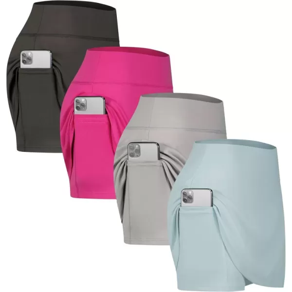 imageReal Essentials 4 Pack Womens Active Skort Lightweight Comfy ampamp Breathable Tennis Golf Skirt Available in Plus SizeSet 1