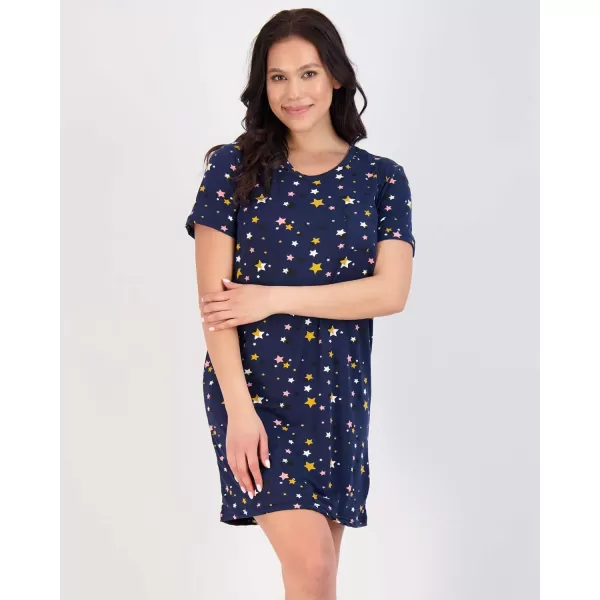 imageReal Essentials 3 Pack Womens Printed Nightshirt Short Sleeve UltraSoft Nightgown Sleep Dress Available In Plus SizeSet L