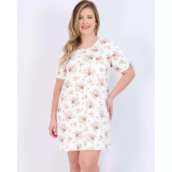 imageReal Essentials 3 Pack Womens Printed Nightshirt Short Sleeve UltraSoft Nightgown Sleep Dress Available In Plus SizeSet a
