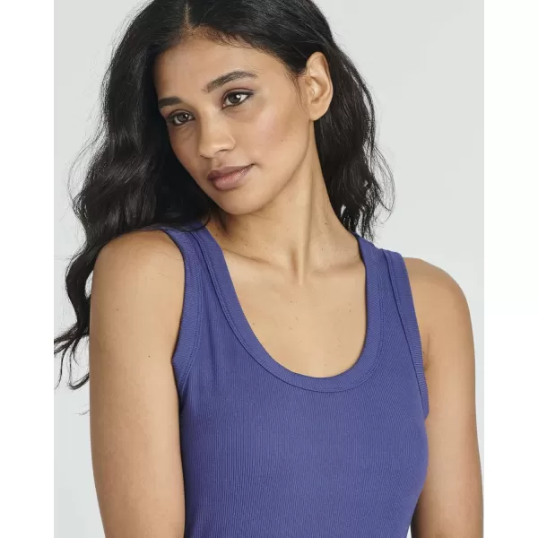 imageReal Essentials 3 Pack Womens Ribbed Knit Sleeveless Crew Neck Tank Casual Midi Shift Dress with SlitSet 4