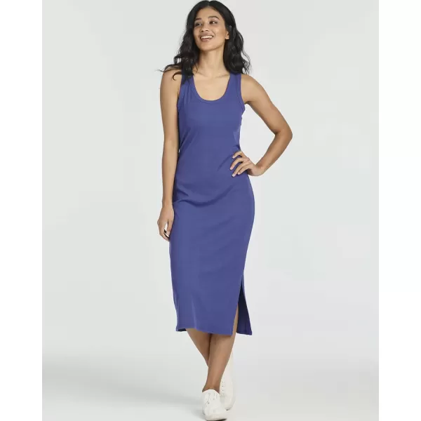 imageReal Essentials 3 Pack Womens Ribbed Knit Sleeveless Crew Neck Tank Casual Midi Shift Dress with SlitSet 4