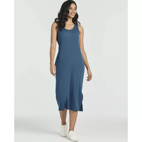 imageReal Essentials 3 Pack Womens Ribbed Knit Sleeveless Crew Neck Tank Casual Midi Shift Dress with SlitSet 7
