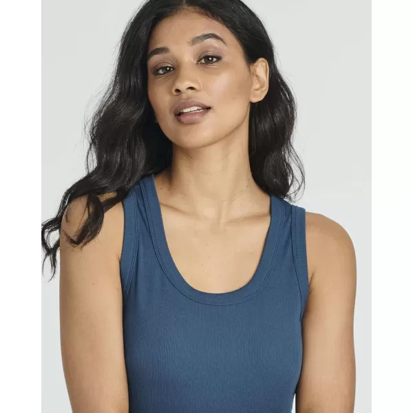 imageReal Essentials 3 Pack Womens Ribbed Knit Sleeveless Crew Neck Tank Casual Midi Shift Dress with SlitSet 7