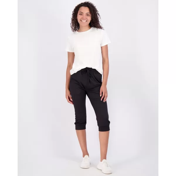 imageReal Essentials 3Pack Womens Capri Joggers Cuffed Athletic Casual Soft Sweatpants with Pockets Available in Plus SizeSet 5