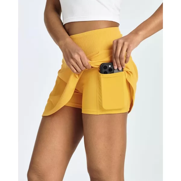 imageReal Essentials 4 Pack Womens Ribbed Active Skort Pockets Skirt Running Tennis Golf Workout Sports Available in PlusSet 3